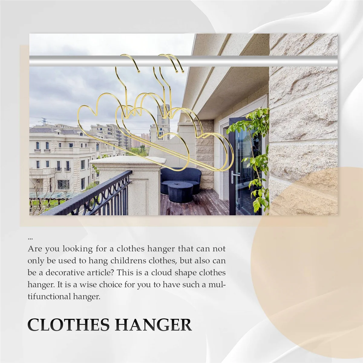 Obral 10 Buah Gantungan Baju Balita Logam Anti Selip Gantungan Baju Bentuk Awan Anak Emas Rak Organizer Penyimpanan Pakaian