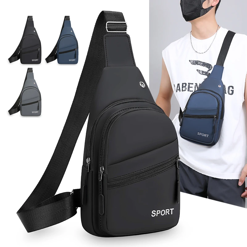 Men Casual Chest Sling Bag, Water‑repellent Wear‑resistant Multi‑compartment Outdoor Travel Crossbody Pack