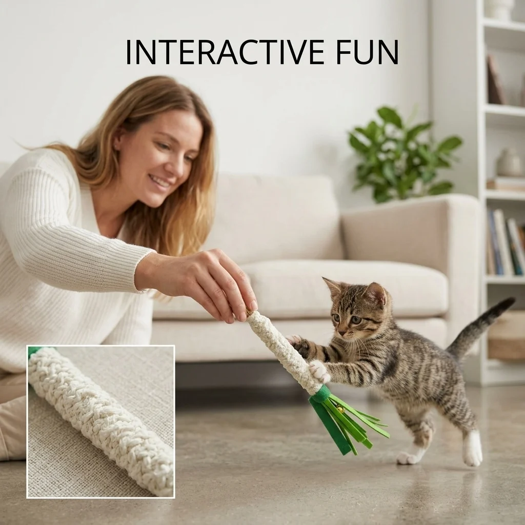 Pet Cat Silver Vine Plush Toy Scallion Shaped Chewing and Cleaning Teeth Matatabi Kitten Toy Throwing Relaxation Cat Teaser Toy
