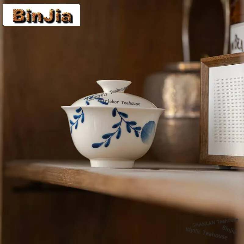 

135 мл абрикосовая белая крышка ручной работы чаша ручной работы искусственный цветок Gaiwan винтажный тонкий чай для тела чайные пивоваренные подарки