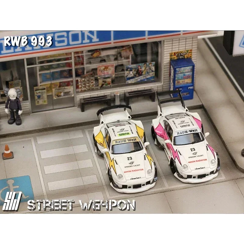 SW In Stock 1:64  Lightning  RWB 993 Painting Luminous Paint Car Model Collection Miniature Toy Diecast Diorama