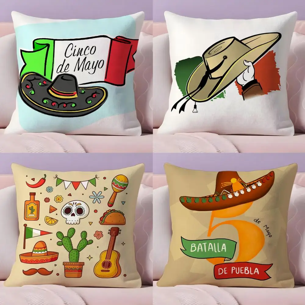 

Cinco de Mayo Mexico May 5th Cushion Cover Plush Fabric Soft Double-Sided Printed Sofa Warm Winter Home Gift Pillow Case