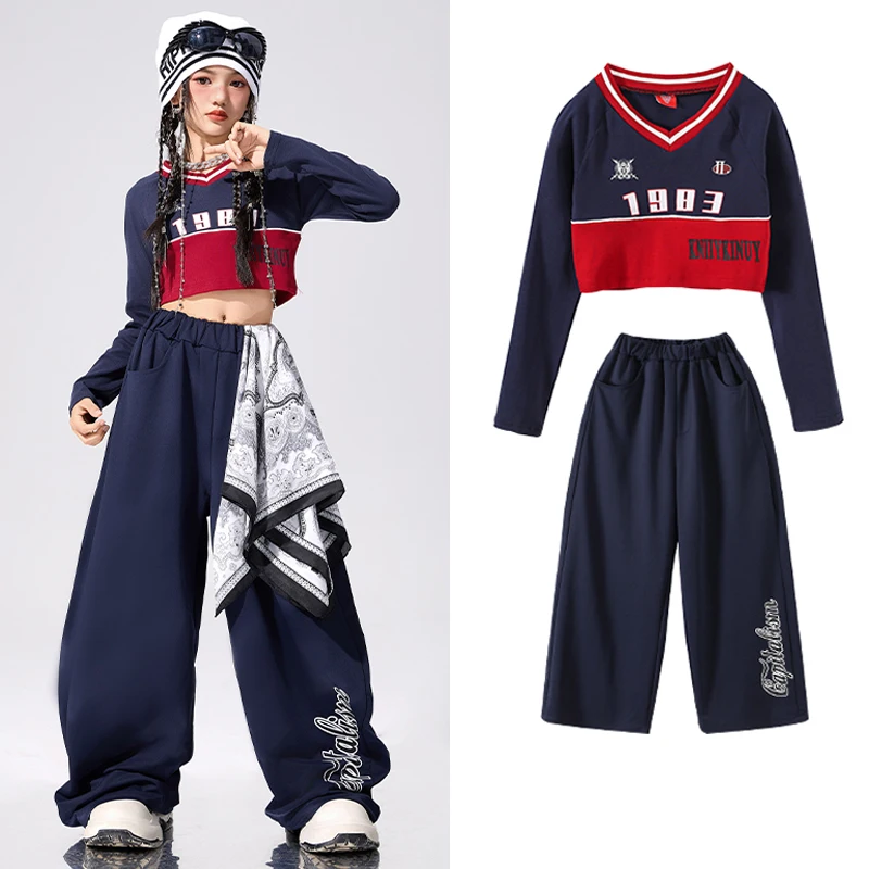 

Girls Jazz Dance Competition Costumes Sports Suits Child Group Performance K-pop Outfits Kids Cool Hip Hop Clothing XS10635