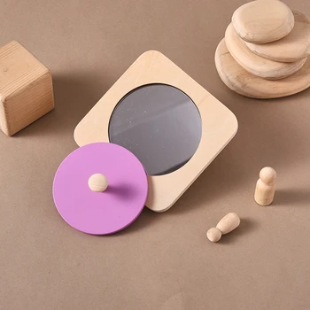Baby Montessori Mirror Toys Visual Stimulation Wooden Puzzle Busy Board Toddler Early Educational Sensory Cognition Toy Gifts
