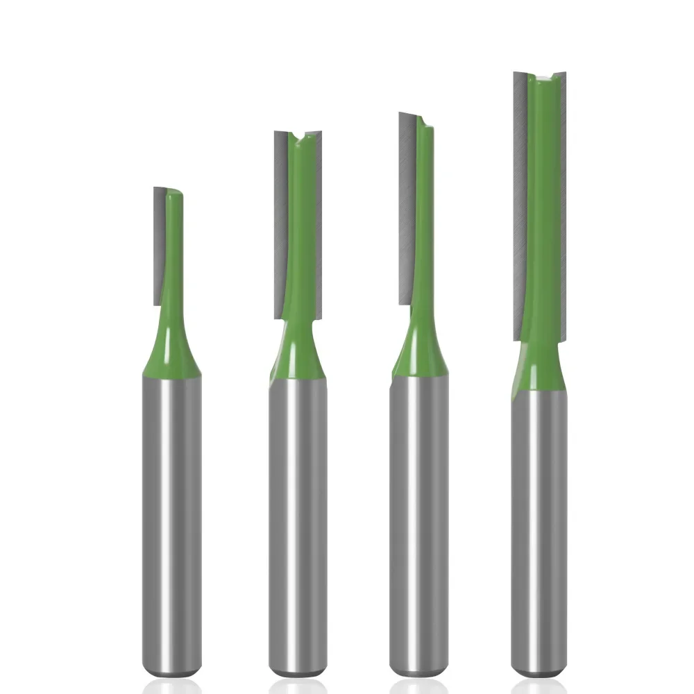 Brocas de enrutador de vástago de 6mm y 1/4 pulgadas, fresa recta de flauta doble individual, broca enrutadora de carburo de tungsteno para madera, herramientas de carpintería