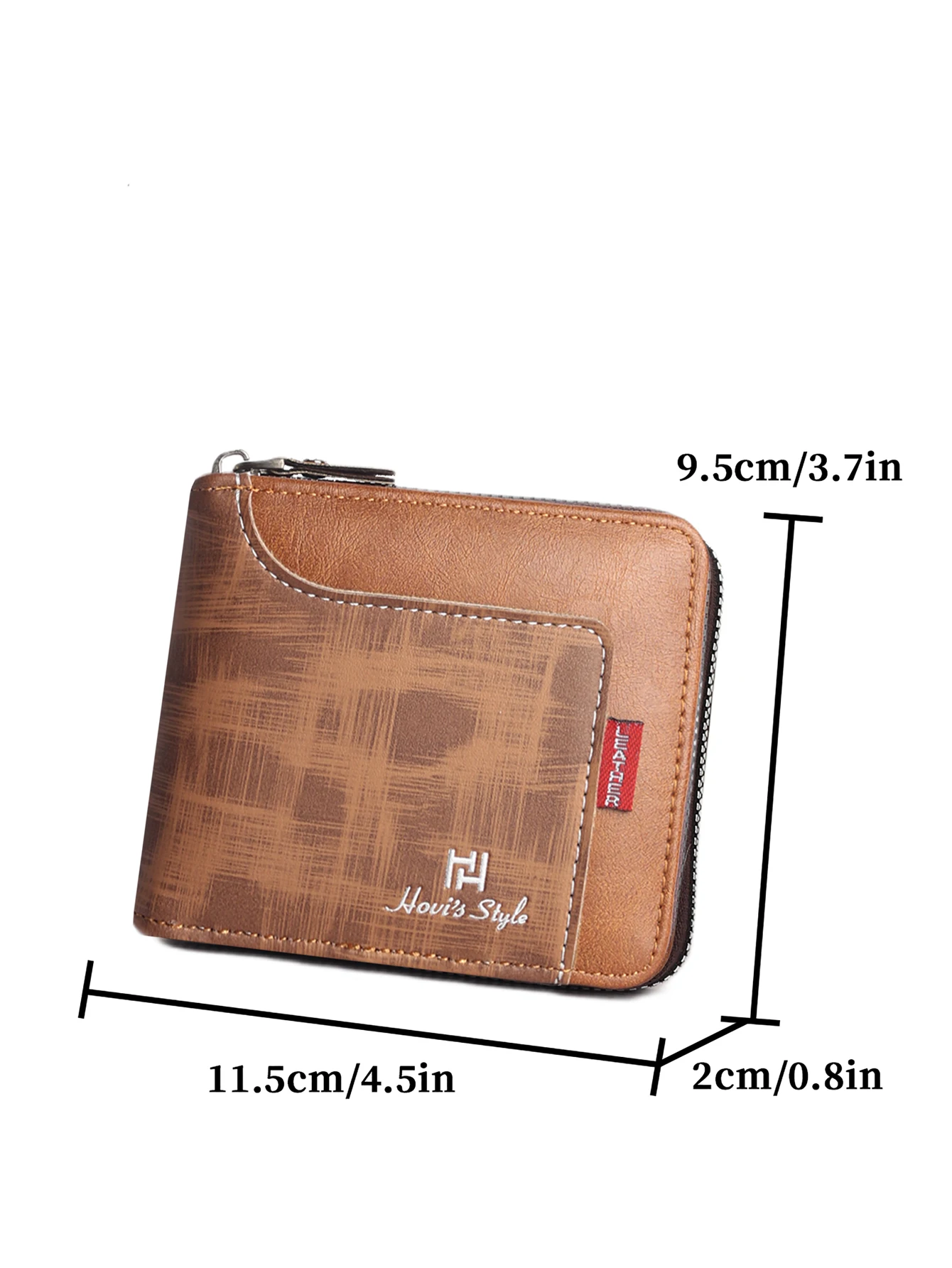 محفظة HOVI'S للرجال من جلد البولي يوريثان، محفظة رفيعة وخفيفة الوزن بسحاب للعملات المعدنية مع فتحات متعددة للبطاقات ونافذة معرف الصور