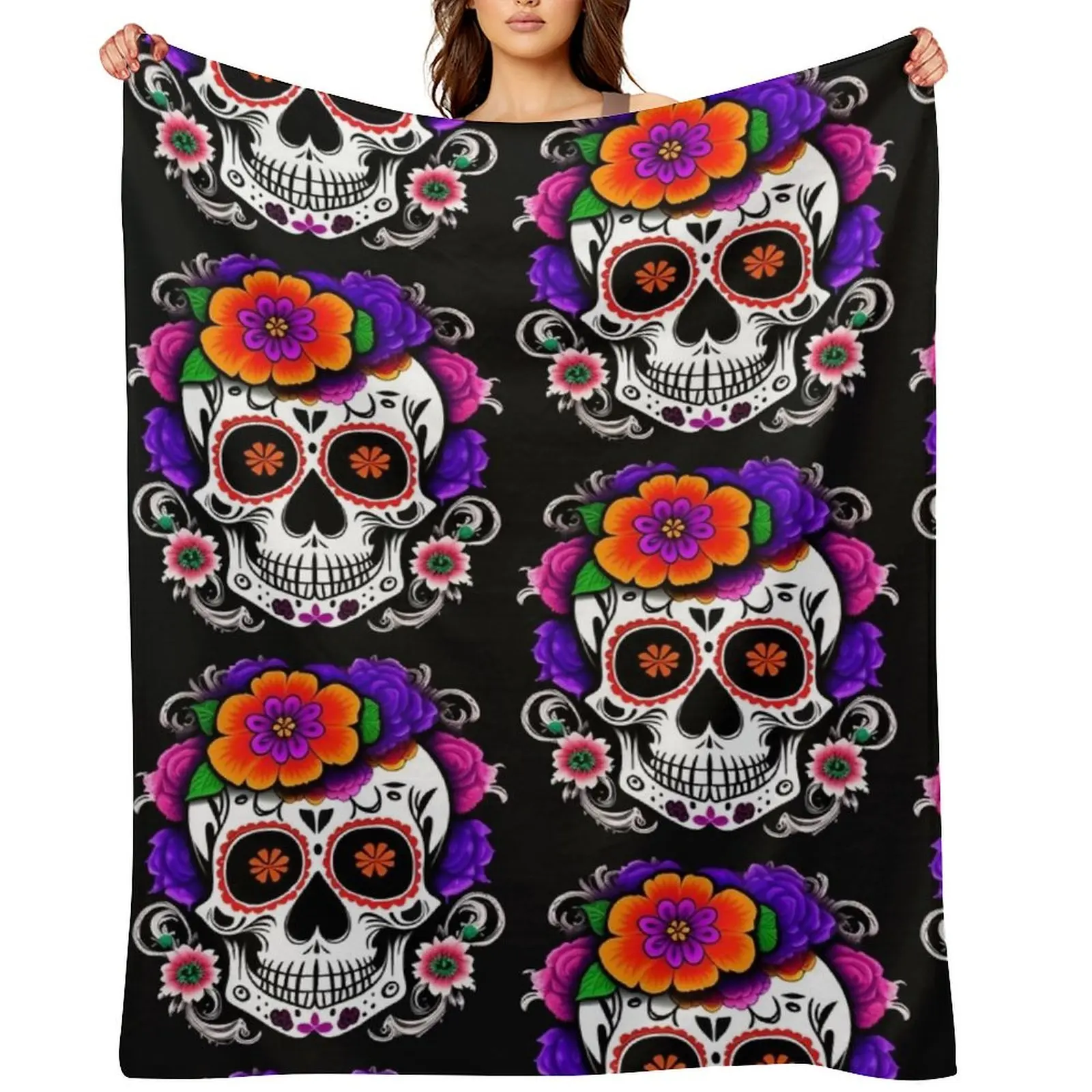 

Día de los Muertos Throw Blanket decorative Decorative Beds Luxury Throw Beautifuls Blankets
