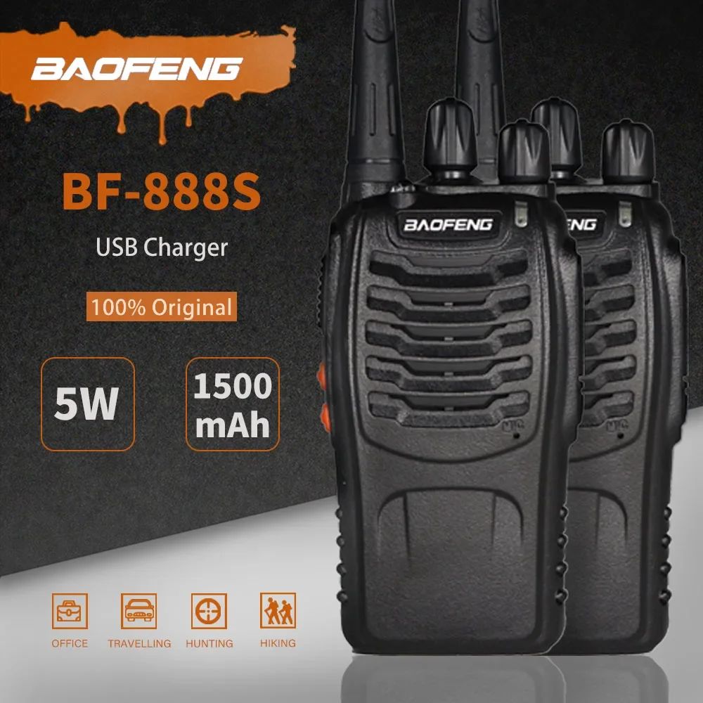 

2PCS Baofeng BF-888S Walkie Talkie Long Range 10km Handheld Two Way Radio 5W UHF 400-470MHz CB Radio HF Portable Transceiver