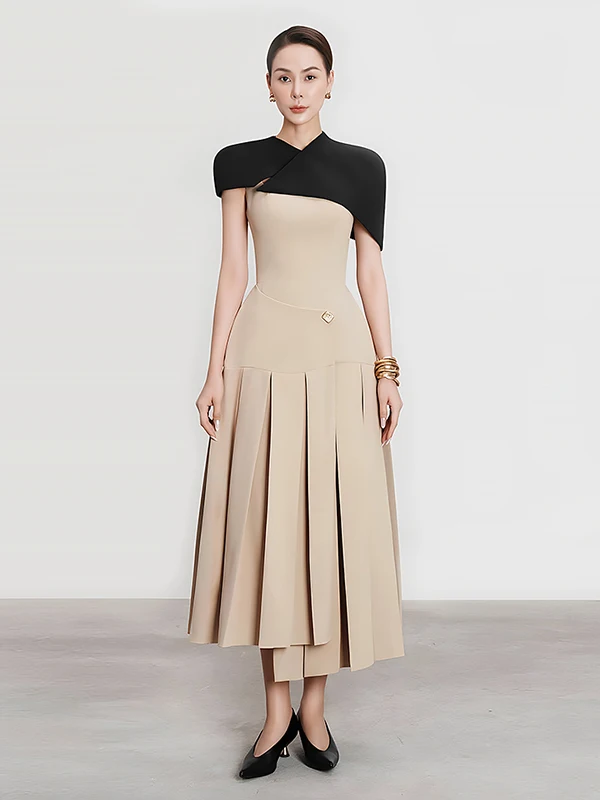   Sle awl Collar Dr غير متناظرة هيم مطوي التخسيس طويل الدكتور المرأة جنوب شرق آسيا Sle لون نقي ألف خط...