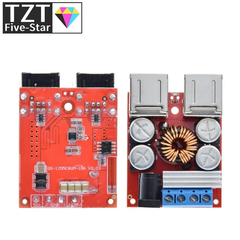 TZT  8V-35V 5V 8A DC-DC Vehicle Charging Board Power Supply Depressurization Module 4 port USB Output mobile Charger