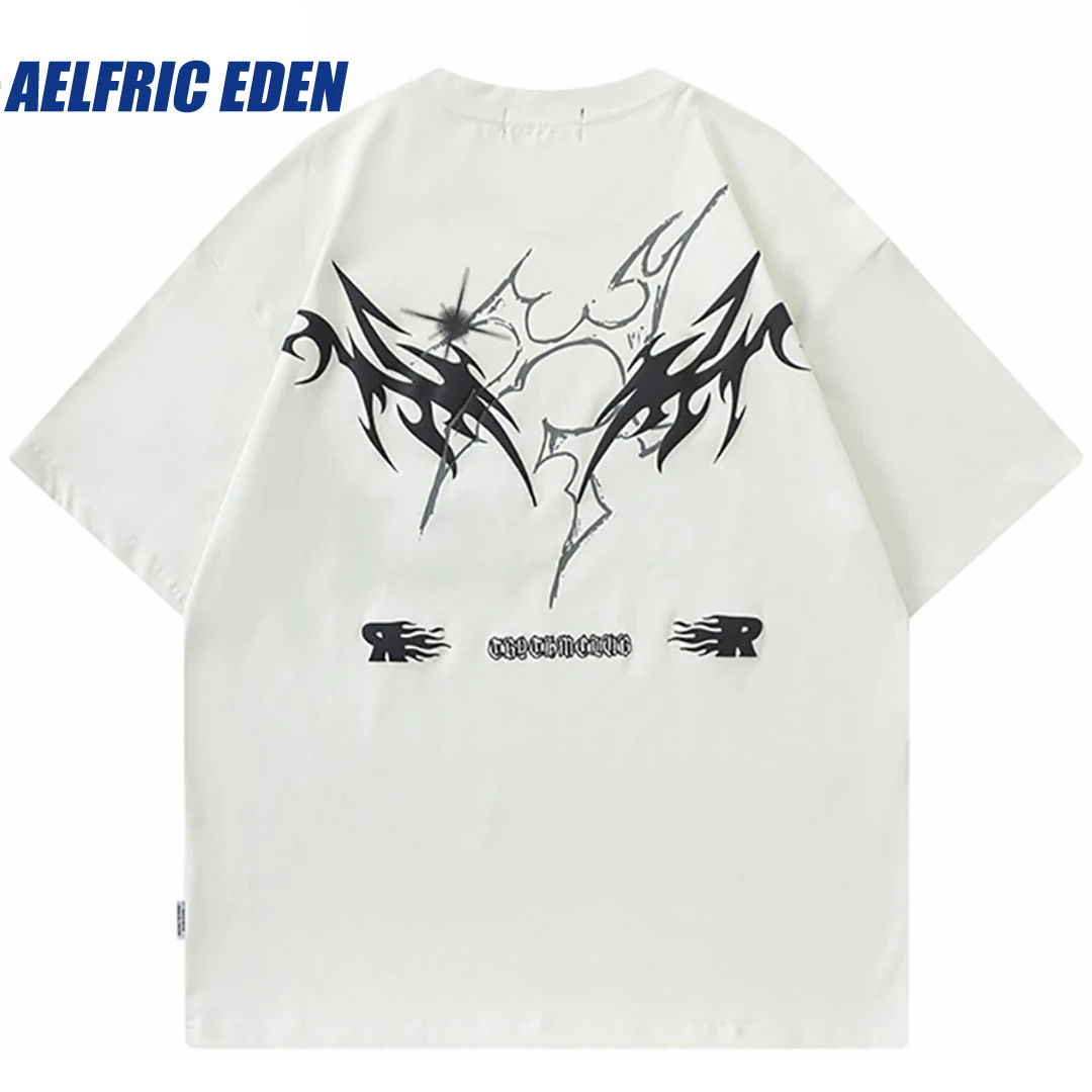 Aelfric Eden Fire Flame Aesthetic Graphic T-Shirt 2023 Men Hip Hop Streetwear Tshirt Harajuku Cotton T Shirt Tops Tees Oversized