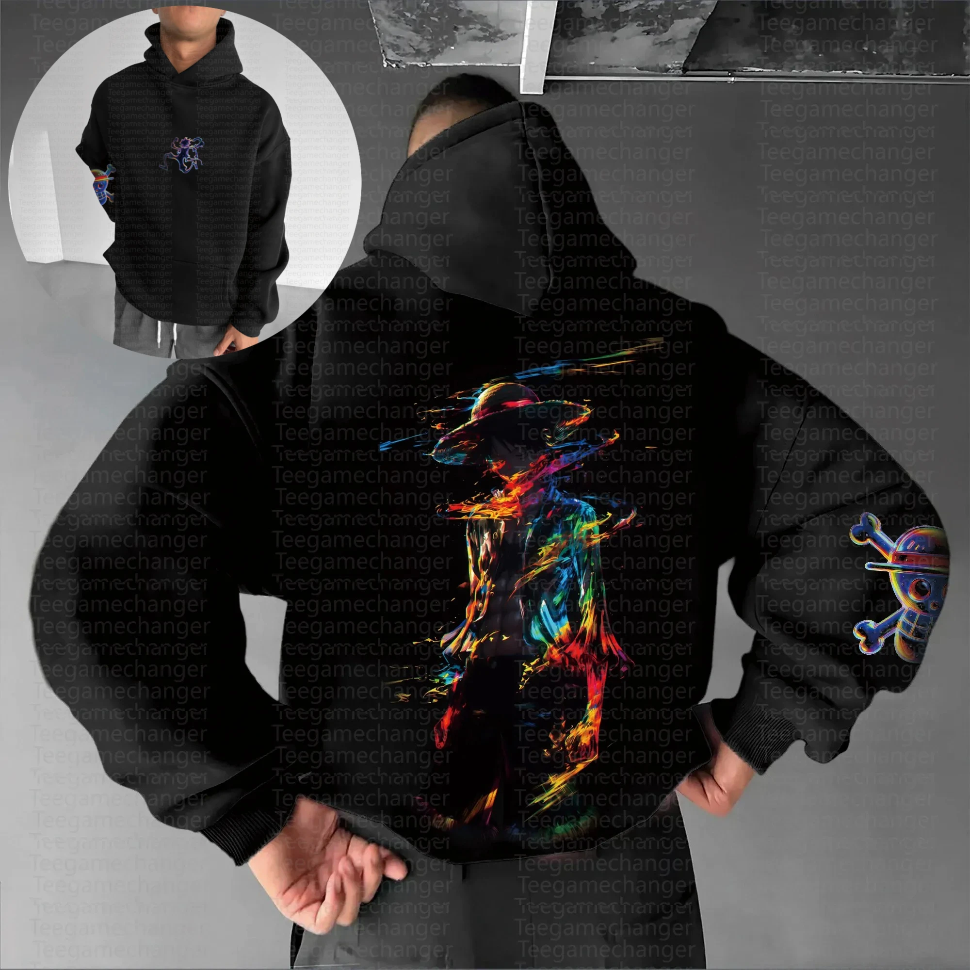 

Цельный Официальный Логотип Череп Пиратская Толстовка Мужская Красная Хлопок Повседневная С Длинным Рукавом Осень Зима Уличная Одежда Мода Аниме Графика