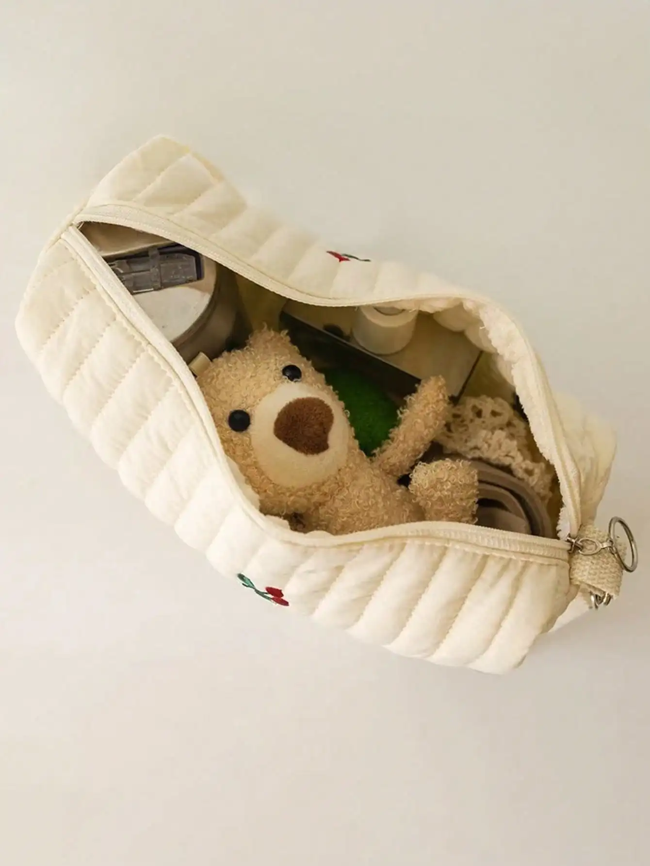 Custom Name Embroidery Baby Diaper Bag Quilted Storage Pouch Cute Bear Cosmetic Bag customize Mommy Organizer Gift view 6