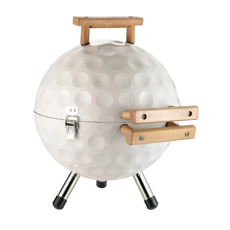 Golf Ball Round Shape 14inch Rotating Charcoal Bbq Grill With Wooden Handle