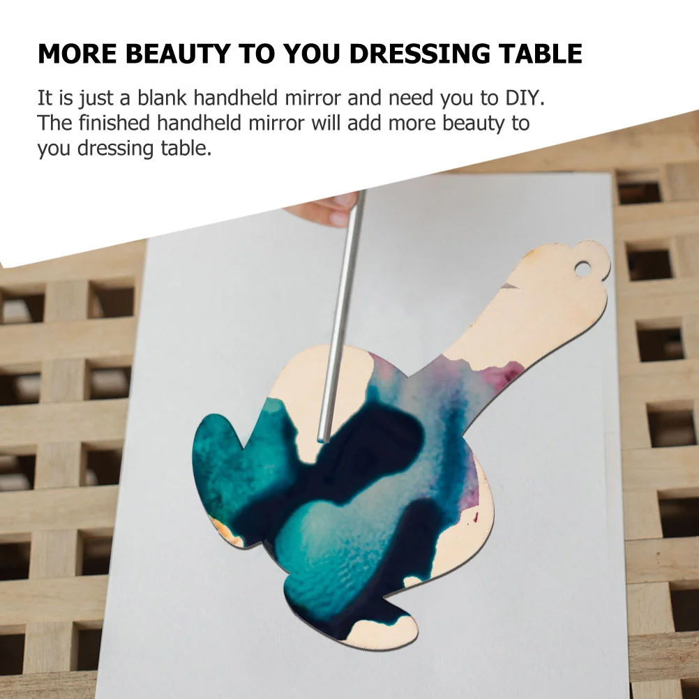 

5Pcs Wooden Handheld Makeup Mirror Unpainted DIY Painting Blank Mirror Craft Supply Craft Supply Things to Paint on