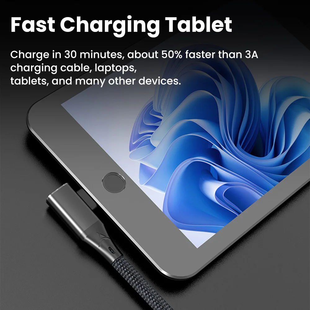 120W Fast Charging USB Type C Cable 90 Degree Elbow USB C Data Cable For iphone 15 Pro Max Samsung Xiaomi Oneplus POCO Tablet