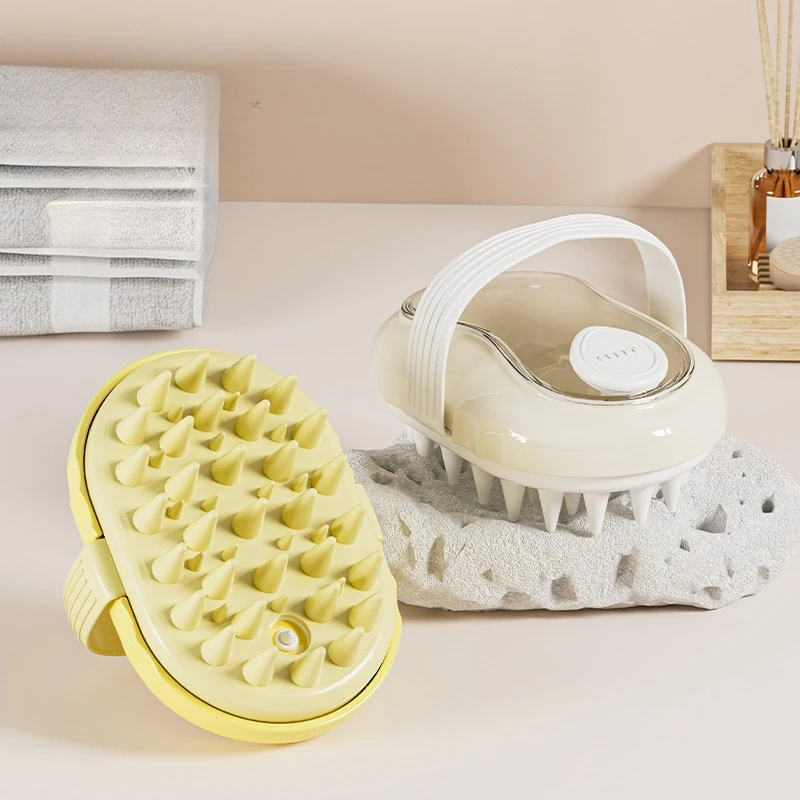 

Многофункциональная щетка для массажа кожи головы — силиконовый инструмент для мытья волос с дозатором жидкости, глубокое очищение