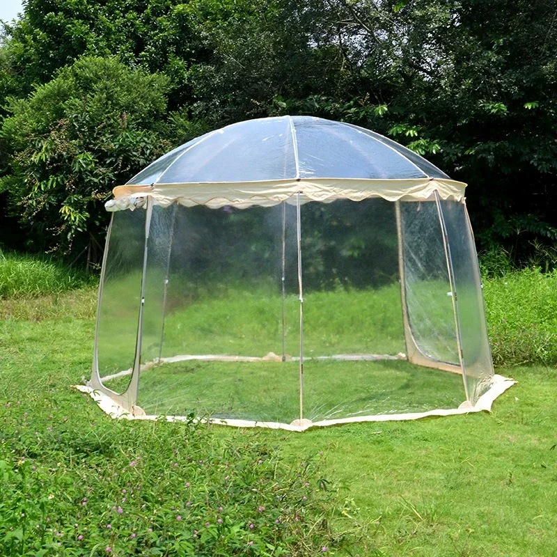 

8-Sided Outdoor Homestay Tent Pvc Net Star Sky Hexagonal Pergola Rain-proof Warm Portable Foldable Bubble Room Peach Skin Velvet