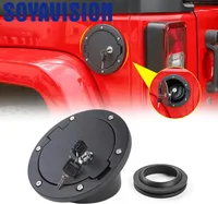 Tapa de tanque de Gas con bloqueo de puerta de llenado de combustible de aluminio negro para Jeep Wrangler JK JKU, accesorios ilimitados, 2007-2018