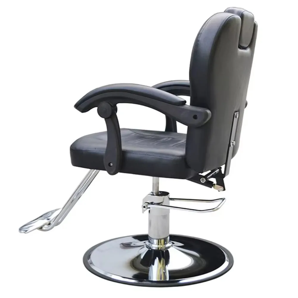 Reclining Hydraulic Pump Black Men's Salon Equipment Beauty Salon Barber Chairs