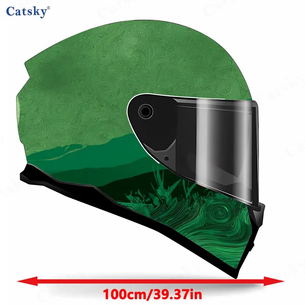 Greenish Deer-Moon Landscape Pattern Helmet stickers , PVC Material Multifunctional Helmet Stickers, Scratch-Resistant & Fade-Pr