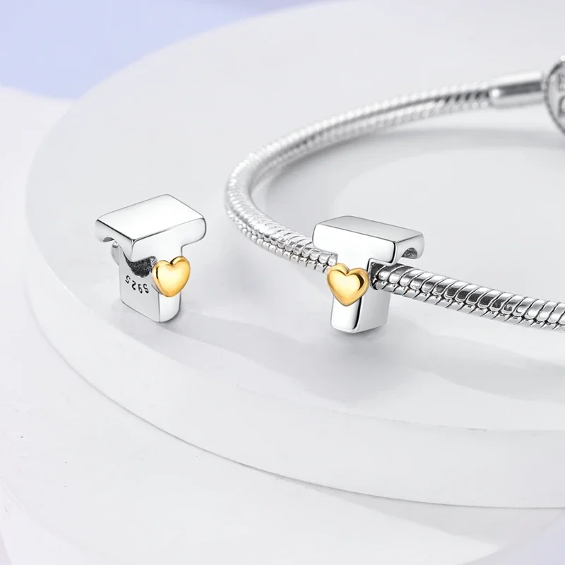 Hot Sale Silver 925 26 Alphabet Letters Charm Heart Love Bead for Original Charms Bracelets for Women DIY Fine Jewelry Gifts