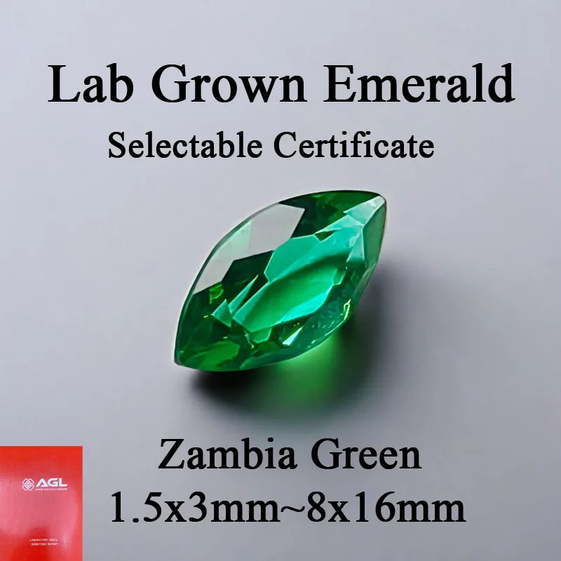 

Lab Emerald Loo Gemstones Marquise Cut Zambia Green Color for Diy Jewelry Making Selectable Cercificate