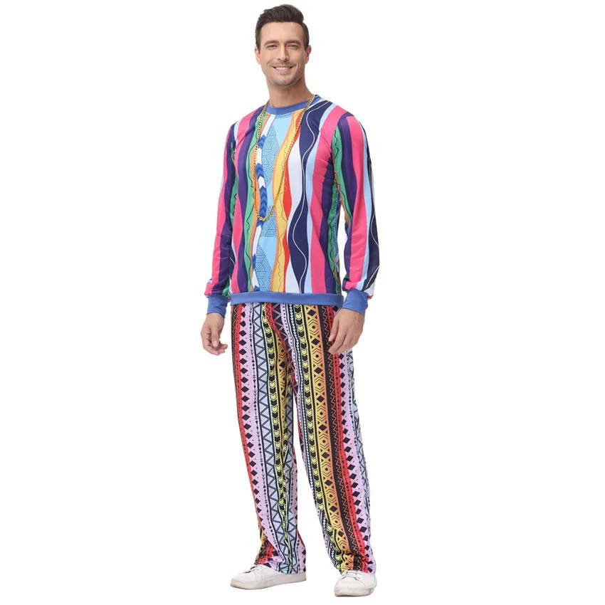 Homens Retro 60s 70s Hippie Cosplay Roupas Suit Festival De Carnaval Roupas Trajes De Festa