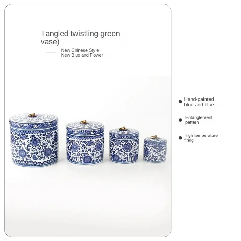 Blue and White Porcelain Tea Jar Qing Dynasty Lotus Design Chinese Caddy Decorative Storage Pot 4.33\