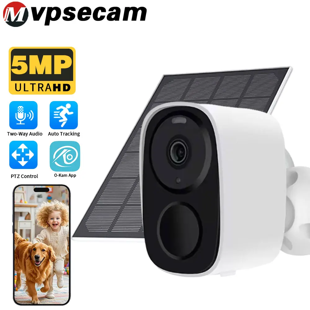 

O-KAM 5MP WiFi Solar Panel IP Camera Outdoor Two-way Audio Wireless Security Camera Low Power Battery Camera Motion Detection
