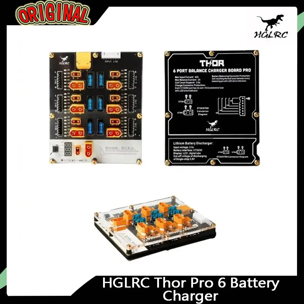 

HGLRC Thor Pro 6-Port Lipo Charger 40A XT60 XT30 2-6S Discharger for IMAX B6 ISDT Q6 HOTA D6 Pro