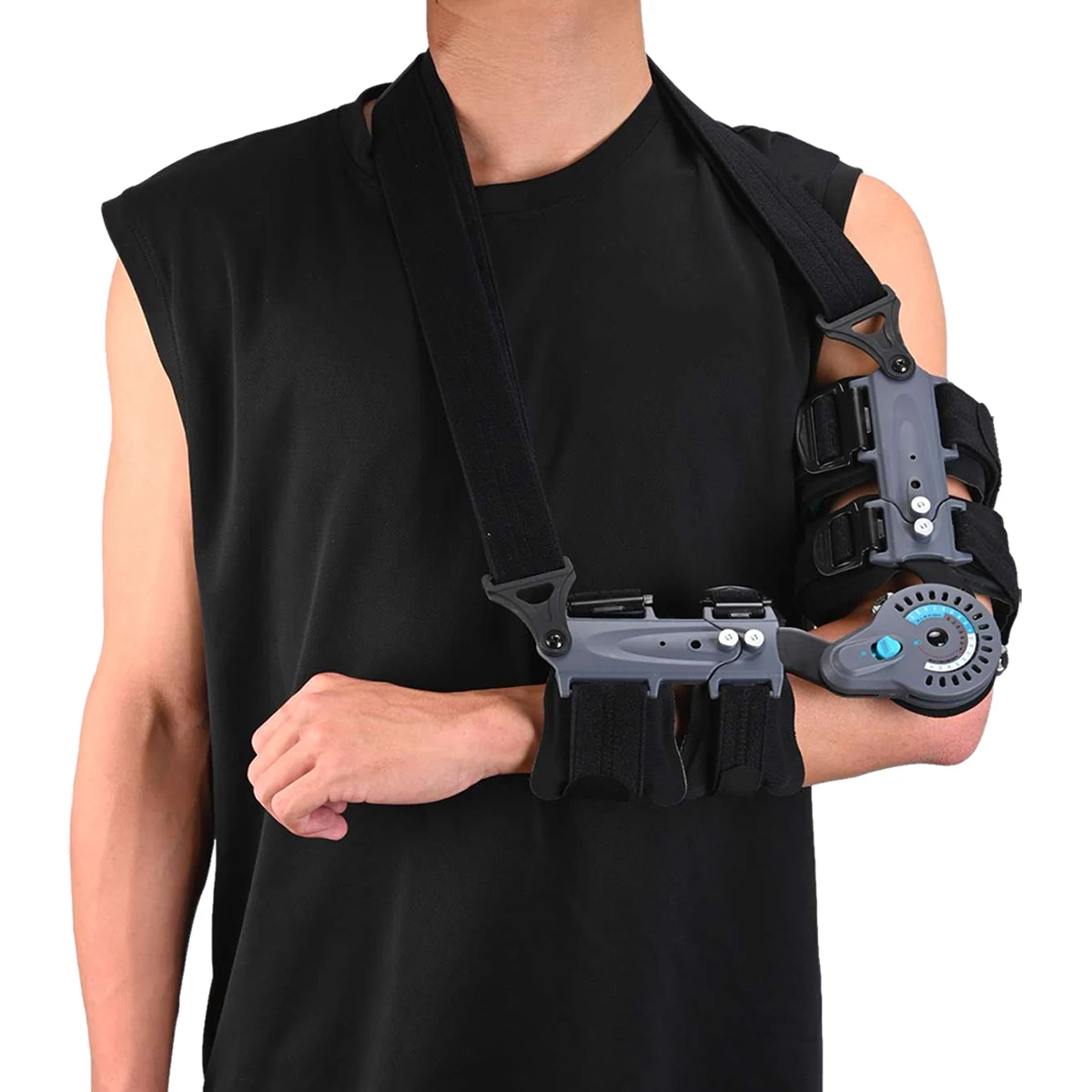 KOMZER Hinged Elbow Brace, Adjustable Post Surgery ROM Splint Stabilizer, Arm Injury Recovery Fracture Immobilization Support