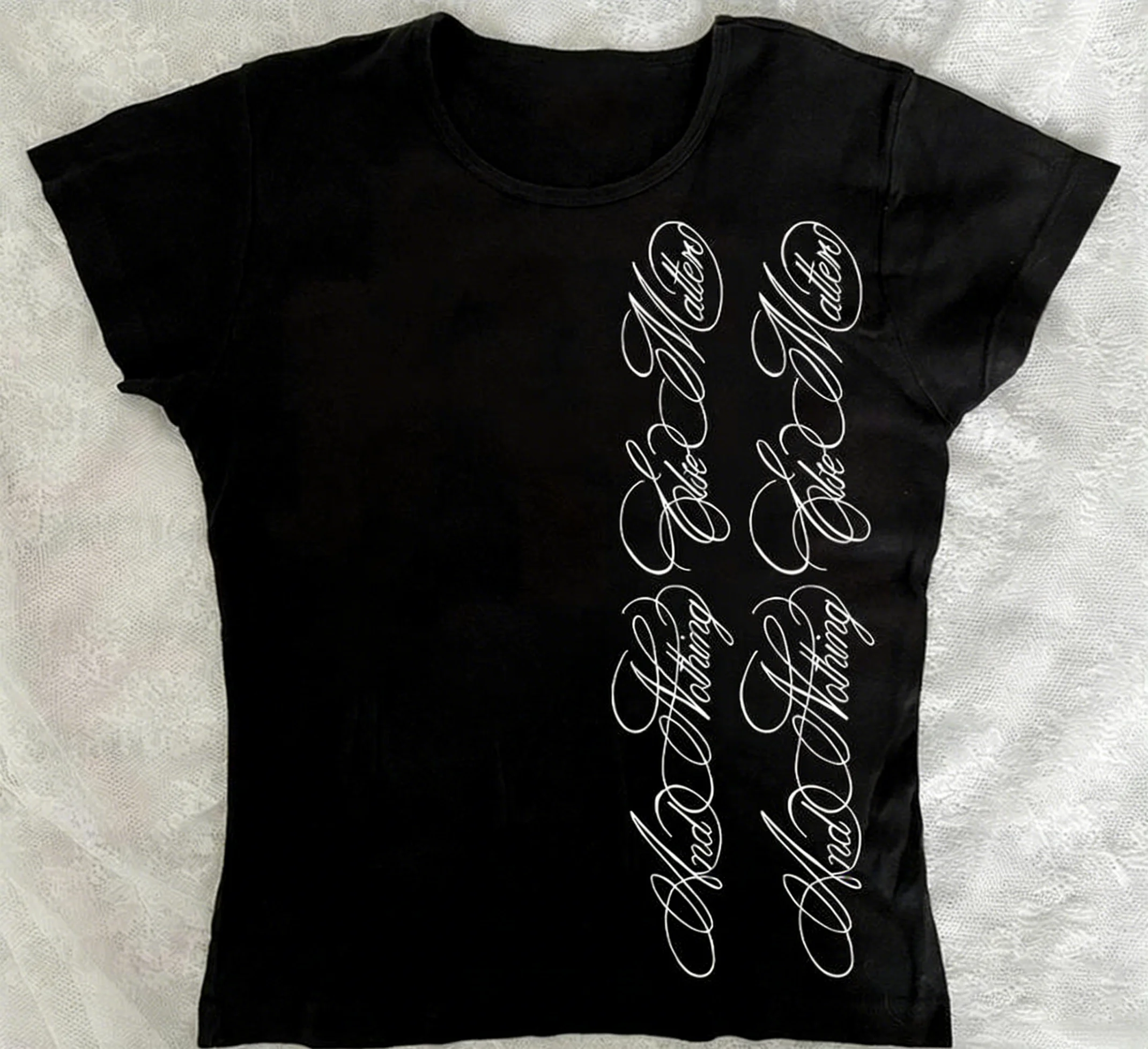Printed English letter patterns trendy vintage high street punk-style T-shirt original street fashion trend suitable summer Y2K