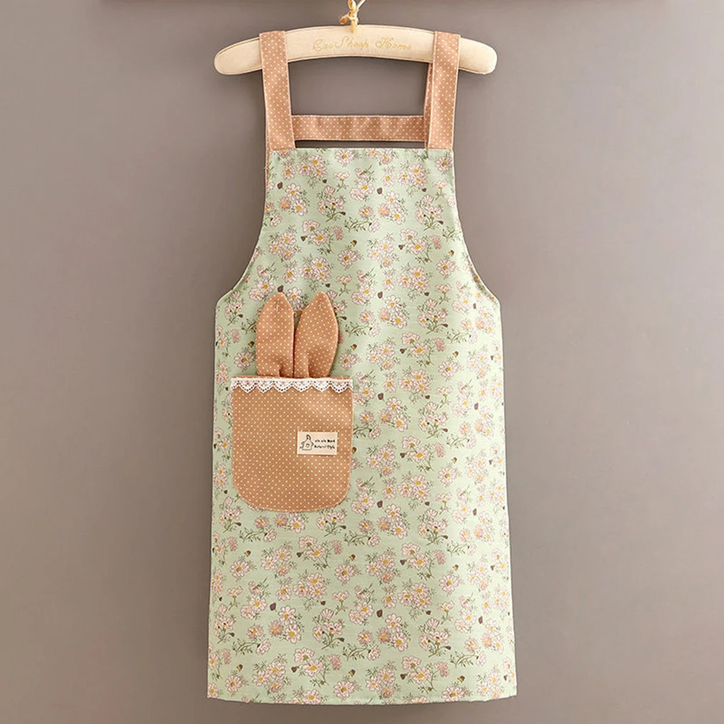 Exquisite Rabbit Pocket Apron Stain Resistant Fabric Wear-resistant 1. Soft Fabric Work Wear Kitchen Black long sleeved