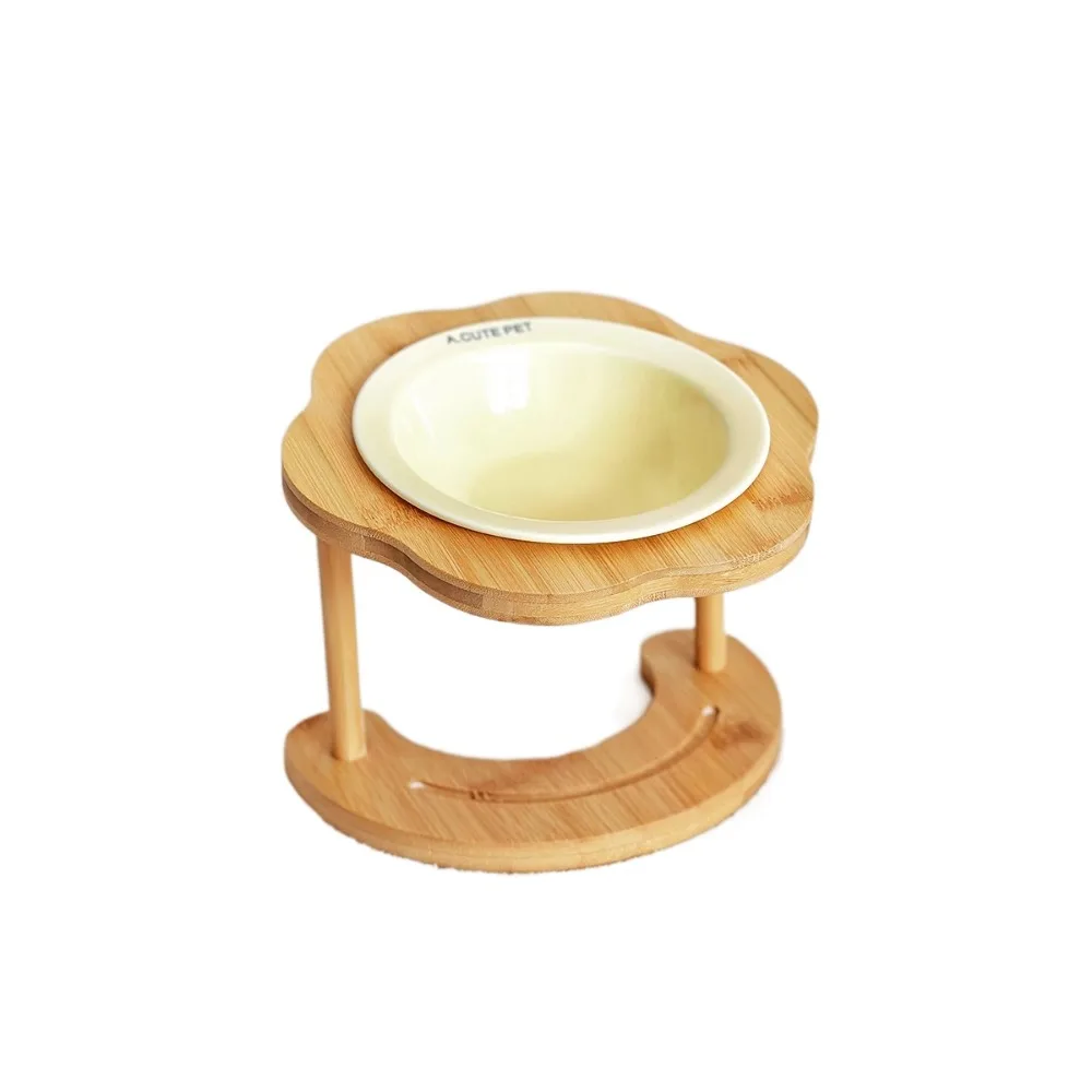 

Food Dispenser Ceramic Cat Bowl Wooden Cute Pet High Foot Bowl Detachable Large Capacity Dog Food Feeding Basin Kitten Puppy