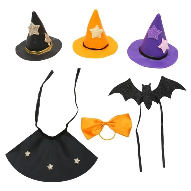 Pack of 6 Enchanting Halloween Wine Bottle Enhancements with Hat Bowknot Accents