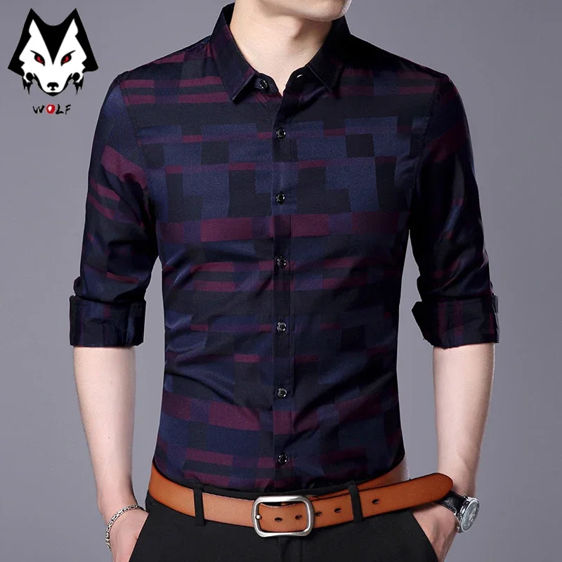 Men's Casual Business Long Sleeve Shirt Formal Office Men Tshirt