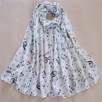 Bufanda de seda de gasa con estampado musical para mujer, chal silenciador, accesorio de regalo para las cuatro estaciones, a la moda