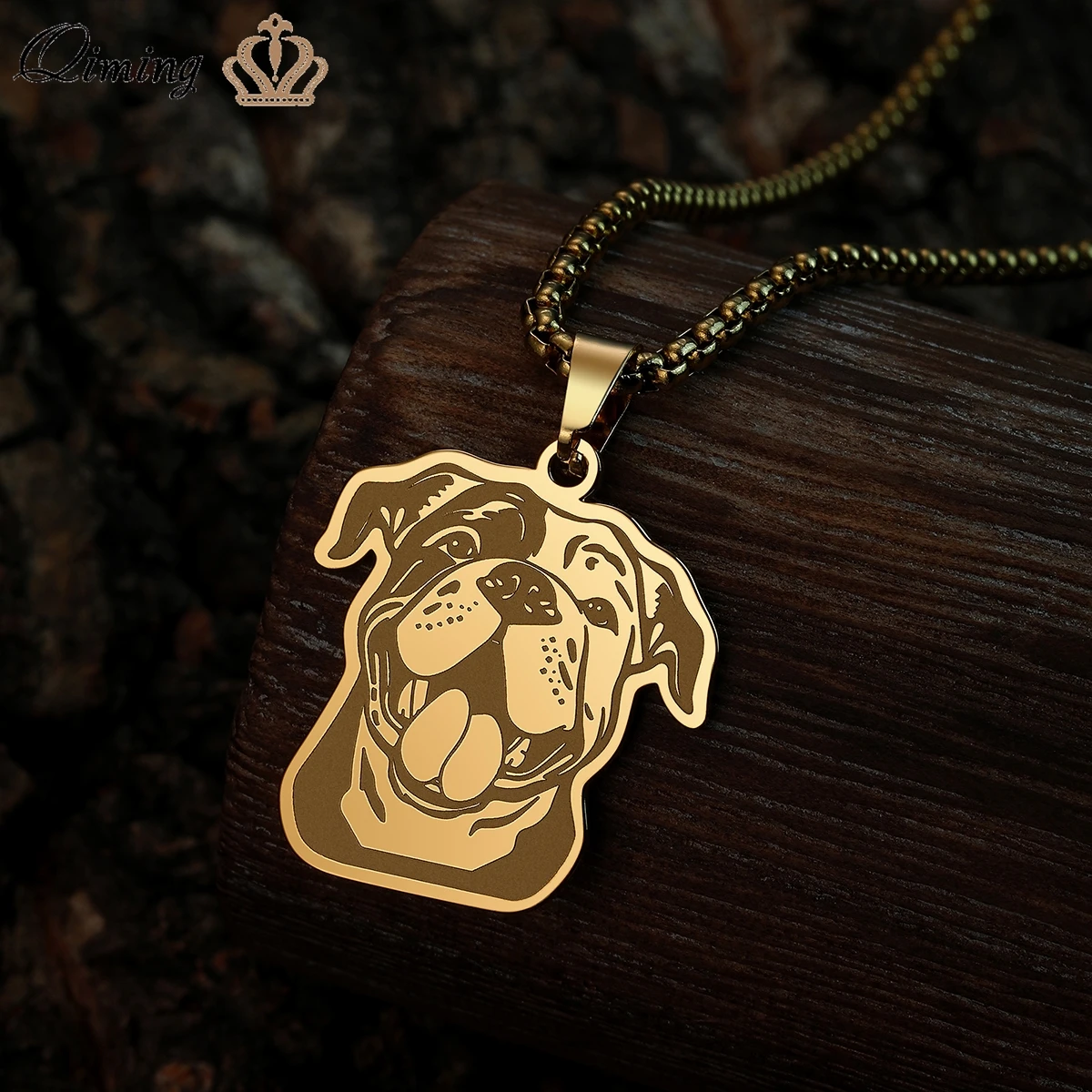 QIMING Continental Bulldog Stainless Steel Necklace Women Pet Lover Animal Jewelry Cartoon Aniaml Dog Pendant Necklace 