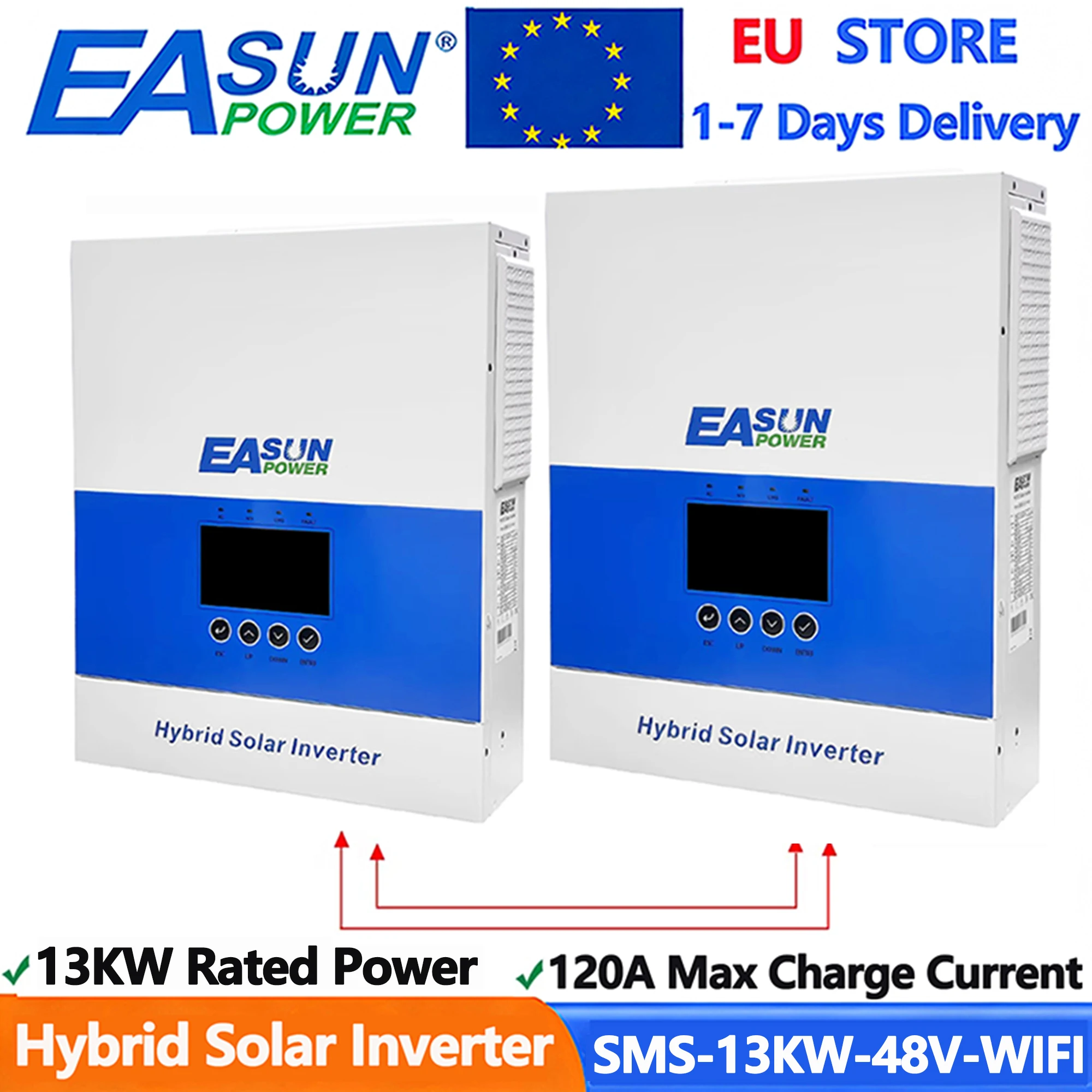 EASUN POWER 13KW Hybride Solar Inverter 48V 120A MPPT Solar Controller Zuivere Sinusgolf Off Grid Parallel Inverter Met WIFI