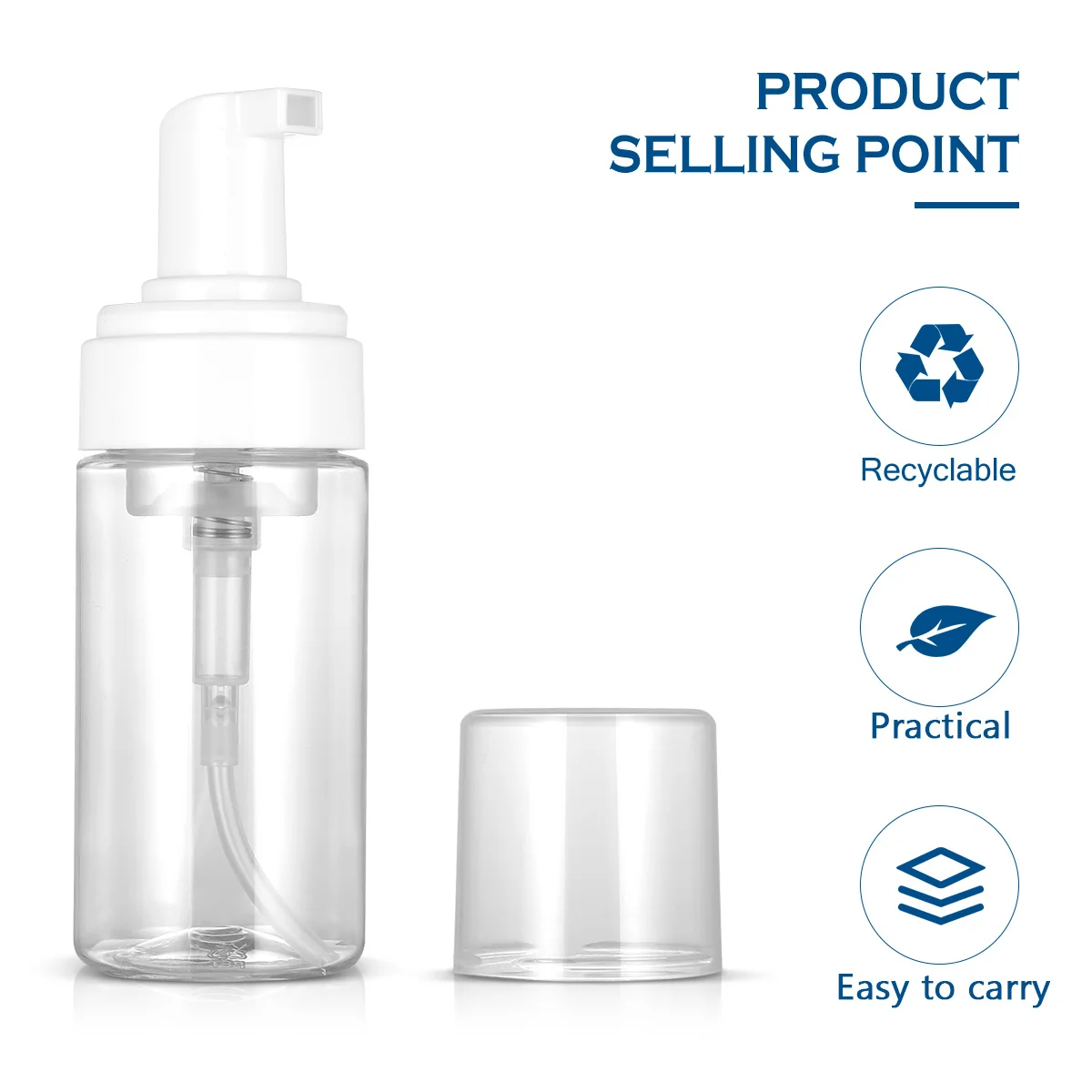 4Pcs Foam Dispenser Bottles 100Ml Flexible Non-Leak Reusable Travel Containers for Conditioner Shower Gel Liquid Soap Refillable