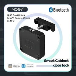MOES Tuya Bluetooth Smart Wood Cabinet Lock App Remote Control Monitoring Keyless IC Card Unlock Door Locker Furniture Drawer