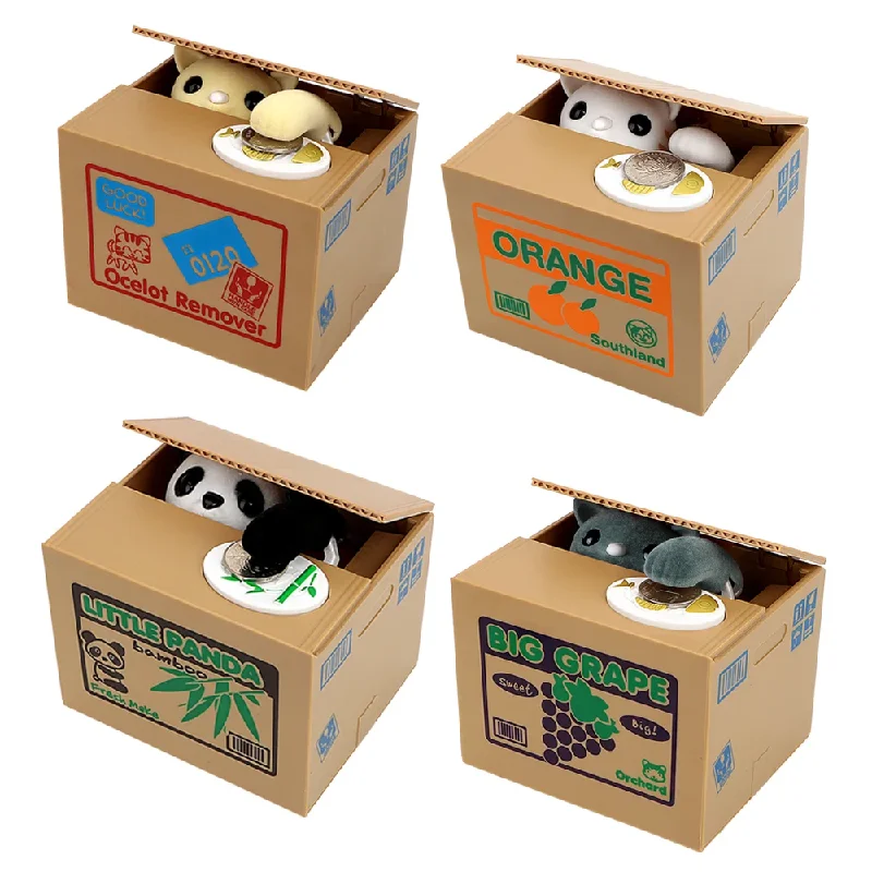 

Hot Sale Money Saving Box Automated Panda Cat Steal Coin Bank Piggy Banks Home Decor Cute Kids Gift Electronic Money Boxes