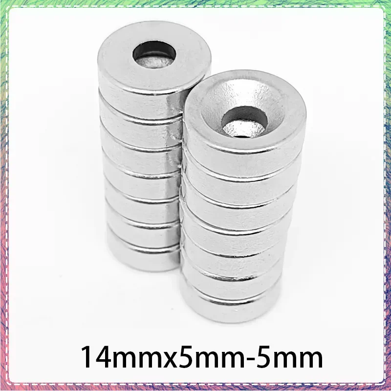 10/20/50/100Pcs 14x5-5mm Small Round Magnet with Hole Super Strong N35 Countersunk Neodymium Magnets Fishing Magnet