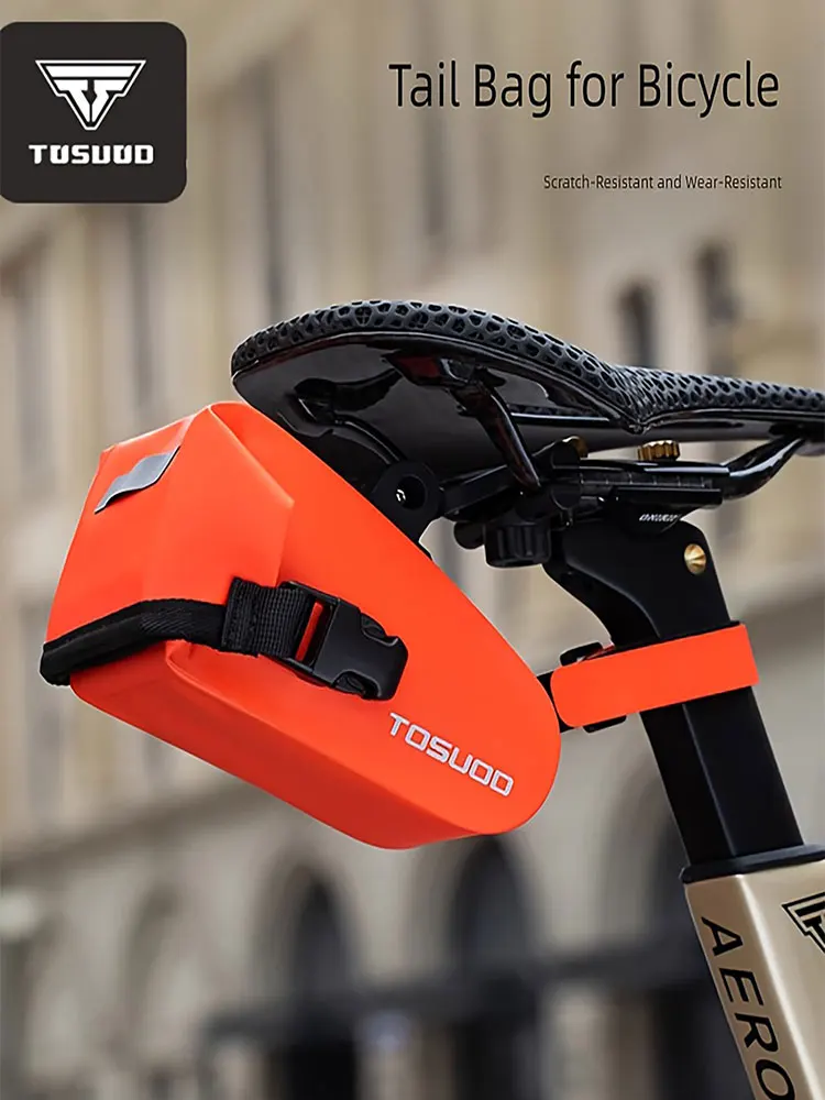 AliExpress UK TOSUOD Quick Release Bike Saddle Bag - Waterproof PU Leather with XPAC Film, Taillight Compatible, Clip & Strap Dual Fixation, U