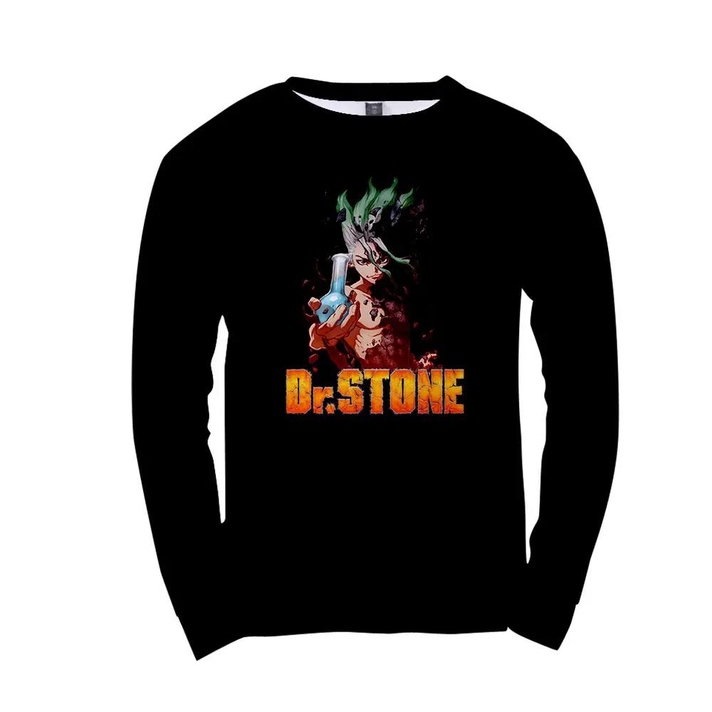 Dr Stone T Shirt Senku Anime Japanese Manga T-shirt Men Women Funny Tees Round Collar Long Sleeve T Shirt Kids Tops