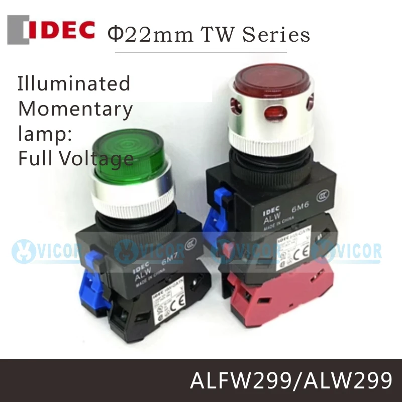 IDEC ALFW ALW29911 29910DG 20 01 22 12 GD DR DY Illiminated pushbutton LAMP full voltage TW Series