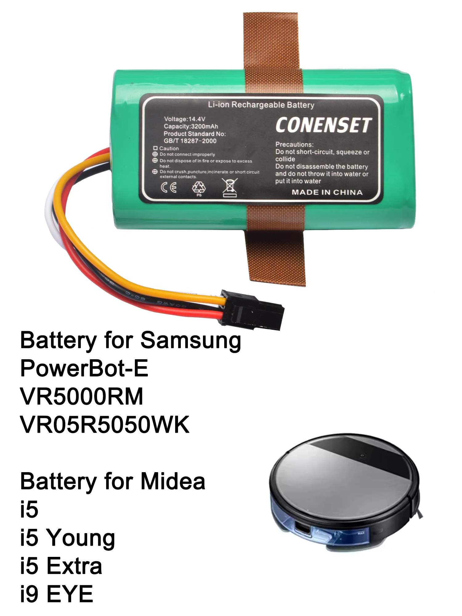 14.4 فولت 3200 مللي أمبير استبدال البطارية ل ميديا i5 يونغ اضافية i9 عين سامسونج PowerBot-E VR5000RM VR05R5050WK جهاز آلي لتنظيف الأتربة