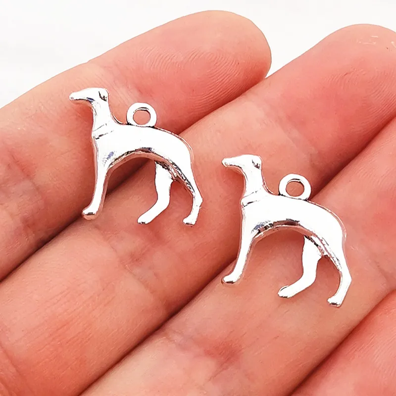 10pcs 19x19mm  Antique Silver Color Dog Charms Greyhound Amulet Charms For Jewelry Making DIY Jewelry Findings, Designer Charms