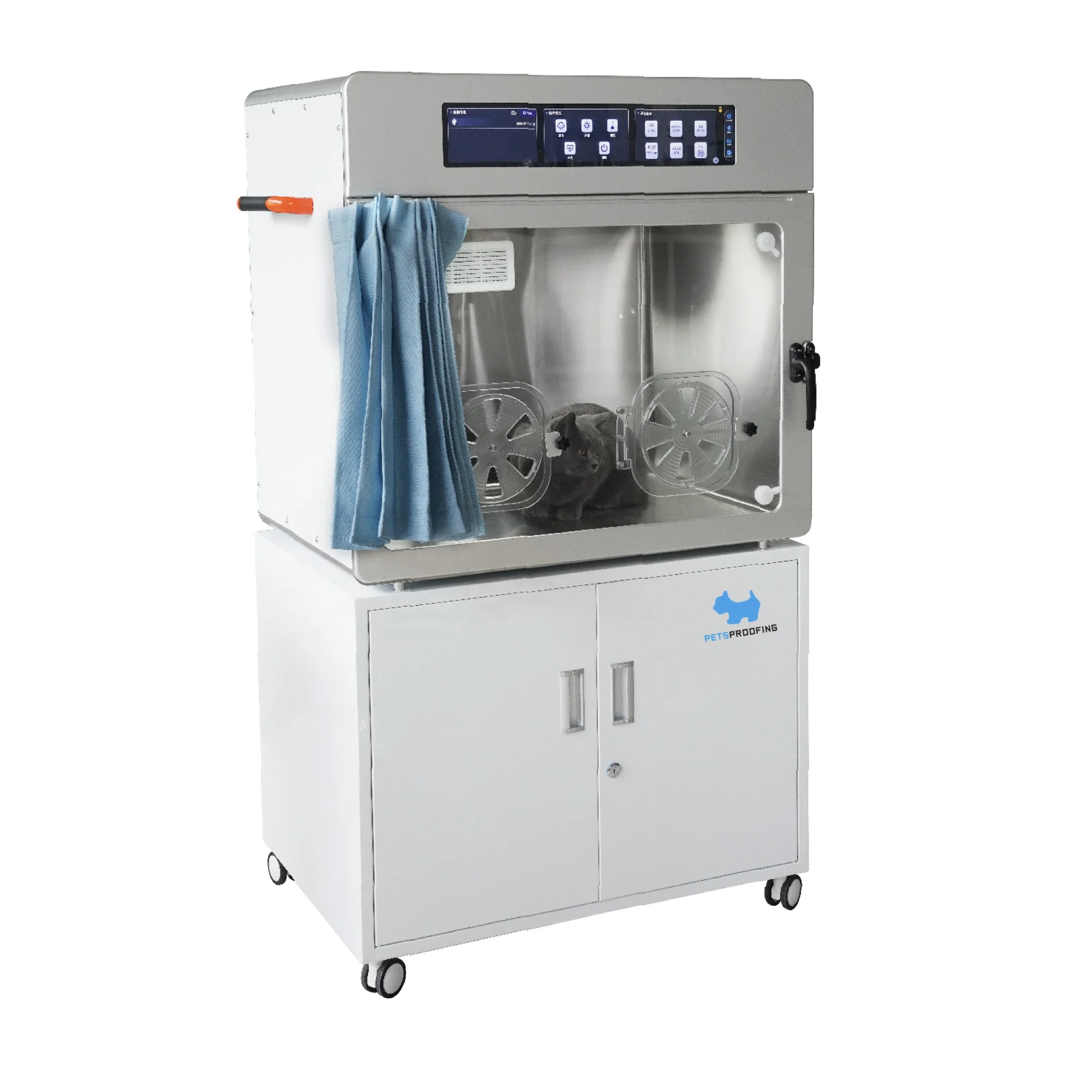 PETSPROOFNG Hospital Clinic High quality warm blue light system full touch screen customized veterinary  incubator cage